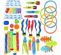 KAL-30 Pcs Jouets De Plongée Pour Enfants Comprend 5 Bâtons De Plongée, 6 Anneaux De Plongée, 5 Trésors De Pirate, 4 Bandits, 3 Boules De Plongée, 3 Jouets De Poisson, 4 Pieuvres Filiformes