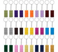 Kal-30 Pièces Porte-Clés En Brique Brick Keyrings Porte-Clé En Blocs De Construction Brick Porte-Clés Pour Les Enfants Fête D'anniversaire, Pendentif Cadeaux De Décoration (15 Couleurs)