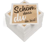Kal-30243-57 : Lot De 100 Serviettes En Papier Triple Épaisseur, Inscription « Schön, Dass Du Da Bist », Autres
