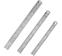 Kal-3pcs Règle En Acier Inoxydable Stainless Steel Ruler Règle De Bureau Outil De Mesure 30cm 20cm 15cm Metal Rulers Kit (3 X Ruler)