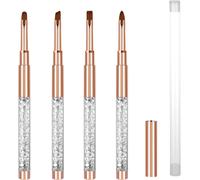 Kal-4 Pcs. Pinceau Pour Détails D'ongles, Plat/Ovale/Fin Angle/Peinture Gel Pinceau D'ongles Pour L'art D'ongle Design Peinture Diy, Poignée En Strass Pinceau Pointe Française Pour