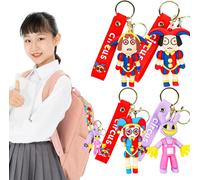Kal-4 Pièces Clown Porte-Clés, Mini Anime Dessin Animé Porte-Clés, Cirque Porte-Clés Pour Les Fêtes D'anniversaire, Mini Silicone Porte-Clés Pour Enfants, Cirque Cadeau D'anniversaire Pour Enfants