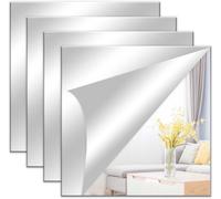 Kal-4 Pièces Miroir Mural Autocollant, Miroir Adhesif Mural, Miroirs Muraux, Stickers Miroir A Coller Chambre Porte Collant Mural Decoration Murale Incassable Murales Salon Salle De Bain