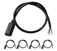 Kal-5 Pièces 30cm 22awg Queue De Cochon Usb Type-C Femelle, 5v 3a Type-C Vers Fil Nu À 4 Broches, Câble De Queue Rallonge D'alimentation, Pour Bricolage