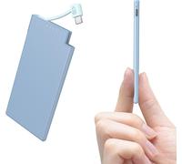 Kal-5000mah Batterie Externe Avec Câble Type-C Intégré, Ultra Mince Et Super Léger Petite Power Bank Small Batterie Portable, Compatible Avec Iphone 15 Series, Samsung, Xiaomi, Sony, Etc.- Bleu