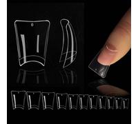 Kal-550 Pièces Faux Ongles Transparent, Français Capsule Ongle C Curve Acrylique Ongle, Demi-Couverture Pattes De Canard Conception Capsule Ongle Court, 11 Tailles Diy Nail Art Manucure Accessoires