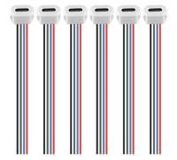 KAL-6 Pièces Connecteur Usb C A Souder Prise Femelle,Usb C 4 Fils Femelle Connecteur Panneau Avec Boucle À Rainure À Pression,150Mm 24 Awg, Blanc Avec Fonction Pd