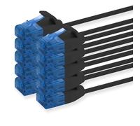 KAL-660103 Câble Cat6 Cat.6 Câble Réseau Cat 2M - Câble Patch Câble Fin (Petit Diamètre - Très Flexible) 1000 Mbit/S - 10 Pièces - Noir