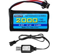 KAL-7,4V 2000Mah 15C 2S Sm-3P Plug Lipo Batterie Avec Chargeur Usb Pour De43 De60 9500E Rc Voitures, Modèles Voitures, Camions, Huina 1575 Rc Voiture D'Ingénierie, Rc Batteries De Voiture Jouet