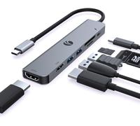 KAL-7-In-1 Usb C Hub, Station D'Accueil Double Écran Avec 4K Hdmi, 1080P, 2*Usb 3.0 Data, Pd 100W, Sd/Tf Card Reader, Usb C To Dual Hdmi Adapter Compatible Avec Macbook Pro, Xps, Pixelbook