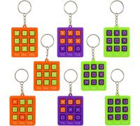 KAL-8 Pièces Tic Tac Toe Key, Porte-Clés Morpion Tic Tac Toe Pour Enfants, Jouet Éducatif Miniature, Décoration Sac À Dos, Cadeau Ludique Pour Anniversaire, École, Fête, Voyage, Couleurs Vives