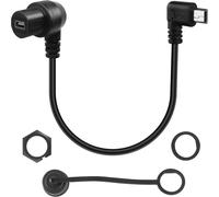 KAL-90 degré Angle Mini USB panneau Montage Embarqué Extension Câble Mini USB 5Pin Mâle ver femelle droit angle Câble étanche,Filetage sur àtableau de bord ou panneau,28cm/11in (pliez à droite)