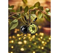 KAL-Abeille Suspendue Solaire - Décoration D'Extérieur - Abeilles Led En Métal Avec Printemps Et Clip - Lampions Solaires D'Extérieur Résistants Aux Intempéries - Pour Jardin, Terrasse, Balcon, Arbre