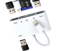 KAL-Adaptateur Lightning Vers Usb Micro Sd Lecteur De Carte Chargeur 6 En 1 Pour Iphone 13 14 Pro Max Pour Ipad Dongle Pour Apple Mfi Certifié Hub Câble Tf Otg Caméra Cordon De Mémoire Convertisseur