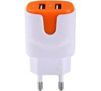 Kal-Adaptateur Secteur Couleur Usb Pour Oneplus 7 Plus Smartphone Tablette Double Prise Murale 2 Ports Courant Ac Chargeur (Orange)