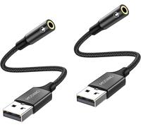 KAL-Adaptateur USB vers Jack 3,5 mm, Carte Son Externe USB A vers AUX Stéréo Auxiliaire 3,5mm Compatible avec Casque,PC,Linux (Remarque: Ne Convient Pas Aux Téléviseurs)