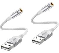 KAL-Adaptateur USB vers Jack 3,5 mm, Carte Son Externe USB A vers AUX Stéréo Auxiliaire 3,5mm Compatible avec Casque,PC,Linux (Remarque: Ne Convient Pas Aux Téléviseurs)