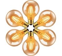 KAL-Ampoule À Filament Led E27 G80 6.5W, 650Lm Equivalent À Ampoule Incandescente 51W, Lampe Rétro Edison En Verre Brun, 2500K Blanc Chaud, Non-Dimmable, Lot De 6