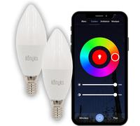 KAL-Ampoules Connectées Antalya Easy E14- Lot De 2 - Led 5 Watts Wifi + Bluetooth, 350 Lumens, Couleurs + Blanc Réglable, Compatible Avec Alexa Ou Google Home, Automatisations Faciles