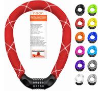 Kal-Antivol Cadenas À Combinaison De Codes Pour Vélo Avec Chiffres Et Revêtement En Tissu Extrêmement Robuste, Maillons De Chaîne En Acier, 6 X 6 X 6 X 900 Mm (Rouge)