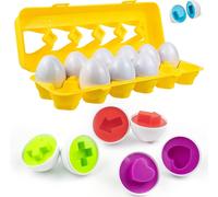 KAL-Assortiment D'Oeufs Couleur Et Mémoire De Forme Trier Jouets Montessori Cadeau Pour Garçon Et Fille, 12 Pcs