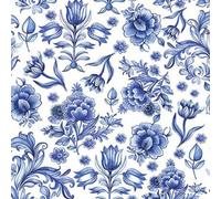 Kal-Atelier Serviettes Décorées - Fleurs Bleues - Lot De 20