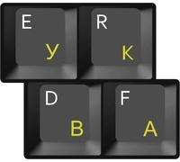 KAL-Autocollants Clavier Russe Jaune Sur Fond Transparent Pour Tous Les Claviers Pc Ordinateur Portables Notebooks