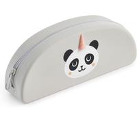 Kal-Back2fun - Trousse Ovale Panda, Étui Un Compartiment, Taille 195 X 80 X 42 Mm, Trousse En Silicone, Fermeture Éclair, Papeterie Mignonne, Couleur Grise