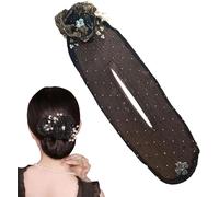 Kal-Ball Hair Clip Rouleau À Chignon À Fleurs Bigoudi Lazy Hair Curler Deft Bun Avec Bijoux Epingle À Cheveux Chignon Magique Accessoires Pour Femmes Et Filles (Noir)
