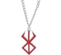 Kal-Berserk Collier Amulette Avec Signe Talisman, Collier En Coquille D'?Uf Noir, Collier Avec Pendentif En Alliage Légende D'épée, Unisexe, Cadeau De Bijoux Pour Fans De Bandes Dessinées (Rouge, Mét
