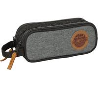 Kal-Blackfit8 Old School - Trousse Double, Tissu Recyclable, Trousse Pour Enfant, Idéale Pour Les Enfants D'âge Scolaire, Confortable Et Polyvalente, Qualité Et Résistance, 21 X 6 X 8 Cm, Noir/Gris,