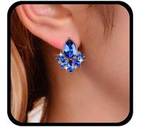 Kal-Boucles D'oreilles Goutte De Cristal Saphir Boucles D'oreilles Pendantes En Cristal Lotus Boucles D'oreilles Strass Cz Boucles D'oreilles Mariage En Cristal Bijoux Pour Femmes