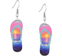 Kal-Boucles D'oreilles Tong, Boucles D'oreilles Été, Boucles D'oreilles Acrylique, Boucles D'oreilles Plage, Boucles D'oreilles Tong Colorées Mode, Pour Filles Et Femmes Cadeau De Bijoux
