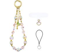 KAL-Bracelet Porte-Clés En Perles Et Cristal Cordon De Poignet, Porte-Clés Papillon Pour Téléphone Appareil Photo Coque De Téléphone Accessoire Mignon (Verte)