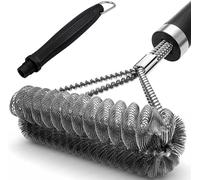 KAL-Brosse De Nettoyage Pour Barbecue En Acier Inoxydable -Manche Long Isolant 45.5Cm Avec Grattoir Intégré -Nettoyage 360° Des Grilles (Gaz, Charbon De Bois, Cuisson Extérieure)