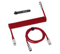 KAL-C01 Pro Câble de Clavier Spiralé USB C, Type C vers USB A Câble de Clavier Gamer, Tressé en Câble Clavier Mecanique avec Connecteur D'aviation en Métal, Double Manchon, Rouge