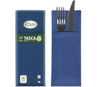 Kal-C4032ta-152-Pefc Airlaid Serviette Poche Porte-Couverts, Papier, Bleu, 40 X 32 X 0,8 Cm, 20 Unités