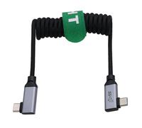 KAL-Câble d'alimentation de données USB de type C 20 Gb/s 100 W 4K60 Hz pour Samsung SSD Blackmagic ZCAM R5C FX3 A7C Camera i-Phone Laptop Video Monitor, angle droit USB-C tressé en spirale 30 cm