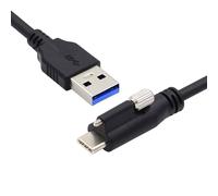 KAL-Câble D'Alimentation Usb 3.1 Type-C Verrouillable Vers Usb 3.0 Type-A Pour Appareil Photo Avec Connecteur À Vis Pour Montage Sur Panneau Unique (200 Cm)