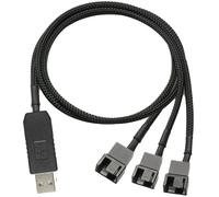 KAL-Câble de Connecteur de Ventilateur PC Full Speed \u200b\u200b12V USB mâle vers 3 voies 4 broches mâle,Câble Adaptateur D'alimentation à Manchon USB A vers Double 3 broches/4 broches