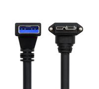 KAL-Câble De Données Usb 3.0 A Mâle Coudé Vers Le Bas À 90 Degrés Vers Prise Micro-B 3.0 Avec Vis De Verrouillage 5 Gbit/S 25 Cm Pour Appareil Photo À Disque