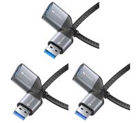 KAL-Câble de données USB-A vers USB-A, câble d'extension, câble USB Type A, USB 3.0, 5 Go/s, gris sidéral/noir, 1,00 m (Lot de 3)