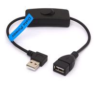 KAL-Câble d'extension USB avec interrupteur marche/arrêt, angle vers le bas à 90 degrés USB 2.0 mâle vers femelle Prise en charge des PC, TV, système iOS (gauche) (Right)