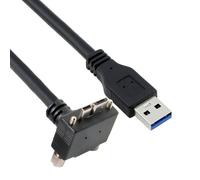 KAL-Câble micro USB 3.0 à double vis de verrouillage vers USB 3.0 5 Gbit/s, câble d'alimentation coudé à 90 degrés vers le haut pour caméra industrielle VR (5 m)