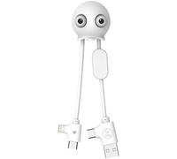 Kal-Câble Multi Usb 3 En 1 En Forme De Pieuvre Mini Chargeur Usb Universel Conçu Avec Des Matériaux Recyclés Avec Usb/Usb-C Et Lightning Compatible Avec Apple Samsung Android - Jelly Blanc