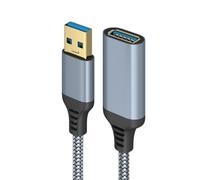 KAL-Câble Rallonge USB 3.0, 3m Câble Extension USB 3.0 Mâle A vers Femelle A 5Gbps Nylon Tressé Compatible avec Clé USB, Hub USB, Disque Dur Externe, Webcam, Imprimante, Gris