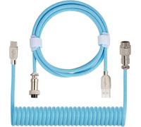KAL-Câble Spiralé USB C Clavier Mécanique, Tressé Double Manchon avec aviateur en métal détachable Type C Câble Clavier (Bleu)