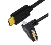 KAL-Câble Usb 3.1 Type-C Mâle 10 Gbit/S Vers Double Verrouillage À Vis Moletée Horizontale Coudée Vers Le Haut Et Vers Le Bas Pour Données 4K, Montage Sur Panneau, 1 M