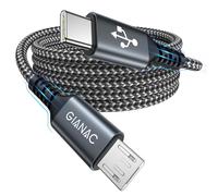 KAL-Câble USB C vers Micro USB [2M] USB C vers Micro Câble de Charge Câble Tressé Nylon Type C vers micro câble Compatible avec MacBook Pro,Galaxy S7/S5/J3/J5/J7, Kindle,Xiaomi,Huawei,LG,Nokia