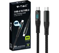 KAL-Câble Usb-C Vers Usb-C Avec Écran Led ¿ Câble Type-C 100W Pd 5A ¿ 1 Mètre ¿ Câble Pour Smartphone, Ordinateur Tablette En Nylon Pour Charge Rapide Et Transmission De Données ¿ Compatible Avec